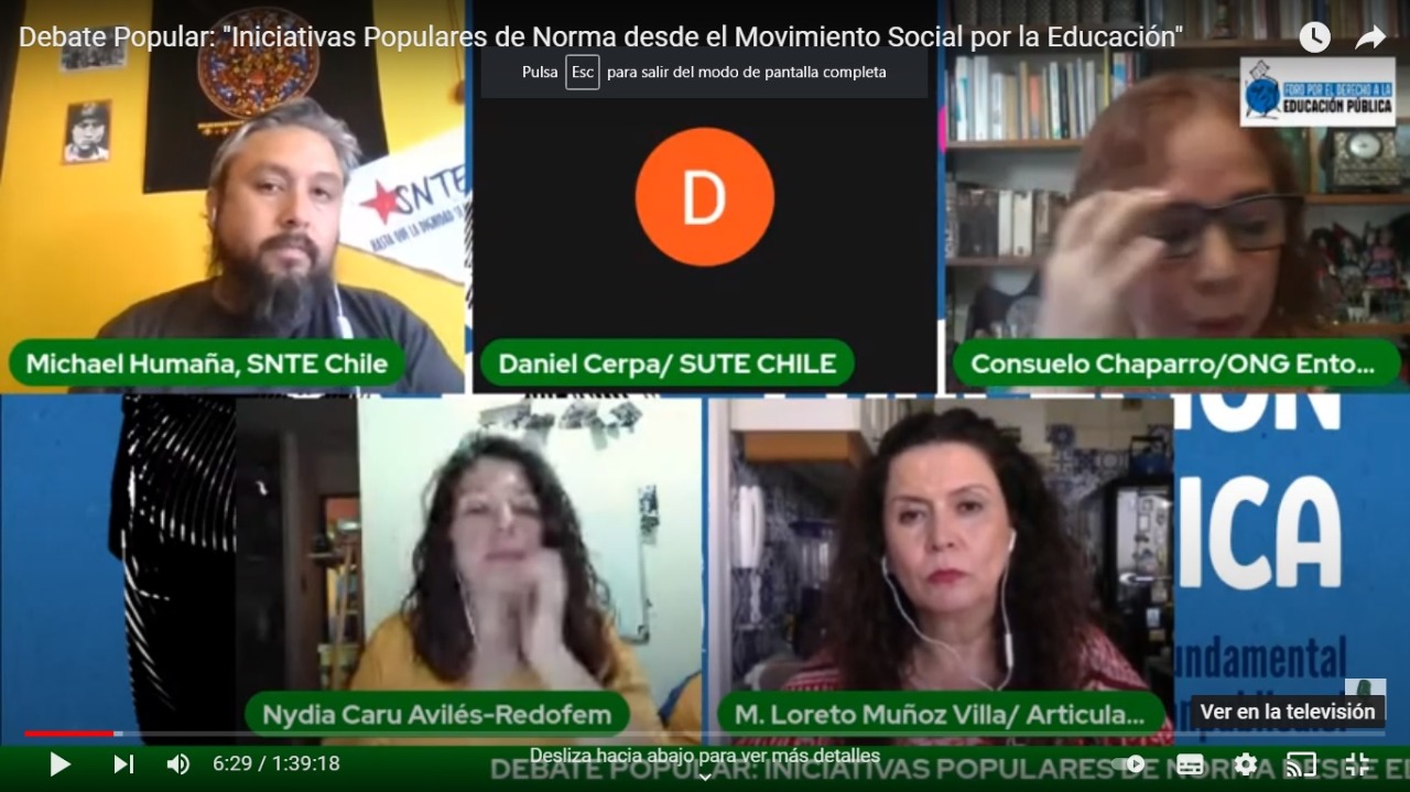 Debate Popular: “Iniciativas Populares de Norma desde el Movimiento Social por la Educación” (14-01-2022)